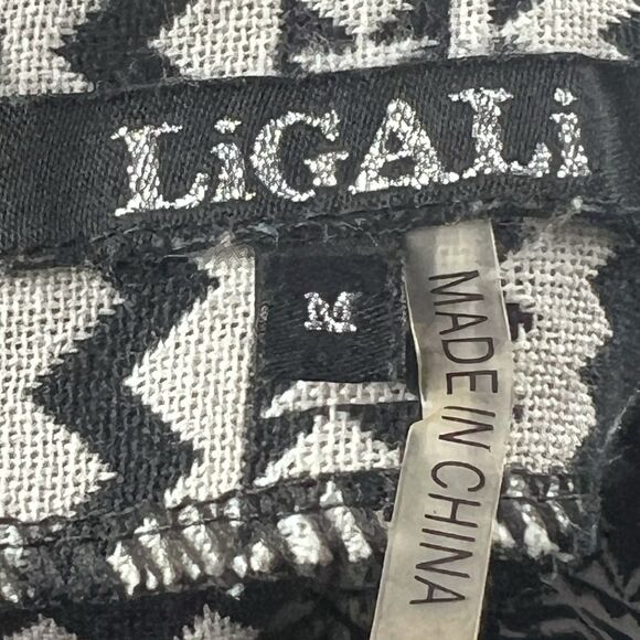 Ligali Shorts Womens Medium Black Red Faux Leather Stripe Aztec Boho Pant Resort - Picture 9 of 11